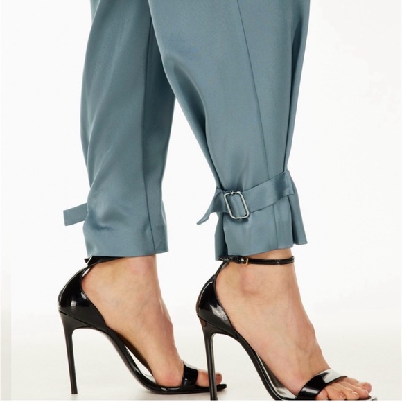 Aritzia Babaton Refined Satin Cargo Pants Slab Blue Size 10 - Picture 4 of 10